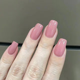 24Pcs Nude Pink Nail Tips Short Round Head False Nails with Design Wearable Finished Fake Nails Full Cover Press on Nails