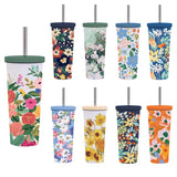 830ML Large Hole Thermos Cup With Straw And Pattern,Mug,Double Layer Stainless Steel Vacuum Flasks,Portable Insulated Water Cup