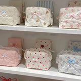 Original Korean Imported Quilted Soft and Cute Quilted Zipper Makeup Bag Storage