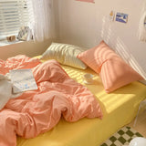 High Quality Bedding Set Boys Girls Twin Queen Size Washed Cotton Sheet Pillowcase Bed Linens Adults Home Textiles No Filler