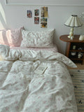 Pure Cotton Fledding Set Four-Piece Queen Size Bed eet Cover Duvet Cover Bedding Protector Single Dormi Bed Linens
