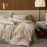 20% Linen and Cotton Bedding Sets Print Duvet Cover Sheet Pillowcase 4pcs Breathable Underwear Bed Linens