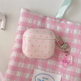 Korea Mint Green Polka Dots Silicone Earphone Case For Apple AirPods 1or2 3 4 Pro Pro 2 Soft Protection Cover With Keychain