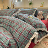 INS Korean Style New Yungan Cotton Wrinkled Double-layer Yarn Lace Bedding Sets