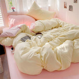 Solid Color Bedding Set Kids Twin Full Queen Size Washed Cotton Single Couple Duvet Cover Set Quilt Cover Pillowcases Bed Linen
