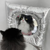 INS Cloth Desktop Makeup Mirror Dressing Table Square Cosmetic Mirror Home Aesthetic Hand Decorative Mirrors