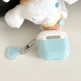 Blue Polka Dot Angel Wings DIY Earphone Case Cover For Apple AirPods 1 or 2 3 4 Pro Pro 2 Bluetooth Charging Box Protection Case