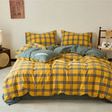 New All-cotton Washed Cotton Printed Checkered Quilt Cover Skin-friendly and Breathable Duvet Cover Without Pillowcase