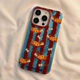 Whirlpool Pattern Red Blue Contrasting Sausage Dog Case For iPhone 16 15 Pro Max 14 13 12 11 XS XR X SE 7 8 Plus Silicone Cover