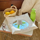 INS Cloth Desktop Makeup Mirror Dressing Table Square Cosmetic Mirror Home Aesthetic Hand Decorative Mirrors