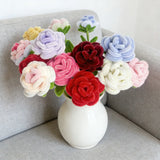 7Pcs artificial roses Valentine’s Day Gifts for and Wife Girlfriend Chenille Handmade Stems Twist Sticks DIY Fake Flowers