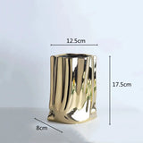 Silver Ruffled Flower Vase Ceramic Vase Porcelain Flower Arrangement Decoration Bag Shape Terrarium Home Decoration Vases Pots