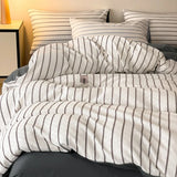 60S Striped Pure Cotton Bedding Sets High-End Japanese Jacquard Quilt Cover Kit Skin-Friendly Home Textiles for Single Double