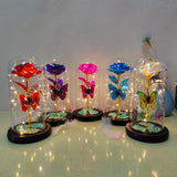 Gift Floral Rose Flowers Glass Rose Lighted Artificial Roses For Anniversary Romantic Gift Valentine'S Day