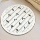 Round Bowknot Pattern Bedroom Rug Cartoon Cute Living Room Carpet Polyester Cozy Decoration for Girls Home Bedroom