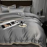 Luxury Embroidery King Size 600TC Egyptian Cotton Soft Smooth Duvet Cover Sheet Set Fitted Sheet Pillowcases Hotel Bedding Set