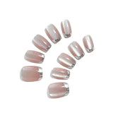 10Pcs Short Handmade Press On Nails French Cat Eye Design Nail Tips Full Cover False Nail for Women&Girls Autumn and Winter Nail