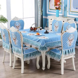 Dining Table Chair Cover Set European Jacquard Cushion Chair Rectangle Round Coffee Tablecloth Table Cloth Home Decor Dustproof