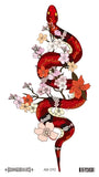 Rocooart Big Size Black Snake Temporary Tattoo Stickers For Women Men Body Waist Waterproof Fake Tatto 3D Cobra Snake Tattoos