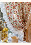 American Ruffled Edge Curtains, Lace French Countryside Style Printed Rose Bedrooms, Ins Style Bay Windows, Screen Curtains,