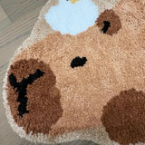 Cute Tufting Capybara Bathroom Mat Tufted Cartoon Bedrooom Rug Bedside Carpet Soft Floor Anti-Slip Pad Aesthetic Home Decor