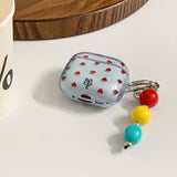 The Blue Background Is Red Heart + the Pendant Is Suitable for Apple for Airpodspro2 Case/For Airpodspro Case/For Airpods4 Case/For Airpods3 Case/For Airpods2 Case/Fashionable Women's Earphone Case/Simple Earphone Case