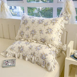 2pcs Flower Prints Ruffles 100% Cotton Pillowcases 48x74cm Sizes Cushion Cover for Bed Floral Style Adults Kids Pillowslip 베개커버