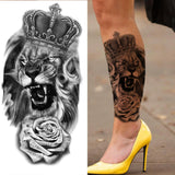 Waterproof Temporary Tattoo Sticker Lion Family Flash Tatto Tiger Wolf Moon Crown Flower Body Art Arm Fake Tatoo Men Women