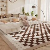 Fluffy Soft Bedside Rug Modern Style Carpets for Living Room Large Area Bedroom Decor Plaid Pattern Carpet Thick Plush Study Mat