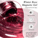 Red Winter Rose Cat Magnetic Gel Nail Polish Glass Beads Magnetic Semi Permanent Soak Off UV Gel Varnish Nail Art For Valentine