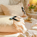 100% Cotton Korean Princess Style Three-layer Ruffles Bow Bedding Set Duvet Cover Bed Skirt Bedspread Pillowcases Wedding Gifts