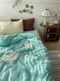 Pure Cotton Mint Heart Four-Piece Bedding Set Waed Cotton Bed eet Cover Duvet Cover Bed Canopy Sle Cotton Bedding