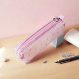 New Flower Edges Cosmetic Bag Lace Heart Transparent Makeup Storage Pouch Sweet Mesh Toiletry Bag Storage for Travel