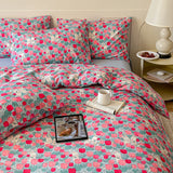 Floral Rose Cotton Bedding Set 4-Piece Pure Cotton Bed eet Cover Duvet Cover Country Sle Korean System Turtle Mister Brand