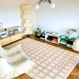 Pink Plaid Bedroom Bedside Rugs Girl Dopamine Non-slip Plush Carpet Home Decoration Cute Living Room Rug Coffee Table Floor Mat