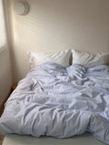 Star Blue Ice een Cotton Striped Bedding Set with Pillowcases Duvet Cover And eet Simple Tied Design for Teen Girls