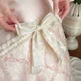 Princess Style Lace Ruffles Bow Bedding Set Lyocell Soft Silky Cool Feeling Duvet Cover Bed Sheet/Fitted Sheet Pillowcases 4Pcs