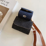 New Denim Cloth Pattern Earphone Bag For AirPods 1 2 3nd Gen For AirPods Pro 2 Case Luxury With Anti-lost Lanyard Protector
