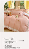 Korean Style Bedding Sets Four Piece Set With Lace Bed Flat Sheet Pillowcase Duvet Cover Set 200x230cm King Size Home Textiles
