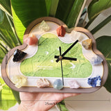 Retro Wavy Table Clocks with Natural Crystal Stone Room Decor Silent Quartz Crystal Table Clocks Bedroom Office Home Decor Gifts