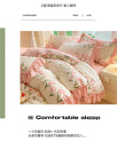 Fashion Flower Bedding Set Bed Sheet Cute Princess AB Double Sided Ruffle Flower Quilt Cover Pillowcase Bedclothes Home Textiles
