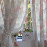French Cream Style Non Perforated Short Curtain Bedroom Custom Curtains Embroidered Flower Lotus Leaf Edge+Hairball Curtains