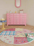 Round Patchwork Living Room Carpet Large Area Cute Bedroom Fluffy Bedside Rugs Ins Fashionable Home Decoration Coffee Table Mats