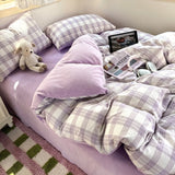 New autumn and winter thickened milk fleece bed 4-piece set double yarn quilt cover bed sheet three-piece set for students