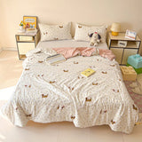 Washed Cotton Printed Summer Quilt Air Conditioner Thin Quilt Machine Washable Lightweight Single Double Bedding Soft Breathable