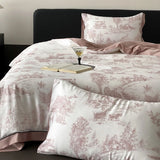 Luxury Organic Bamboo Soft Silky Printing Bedding Set Single Double Queen King Size Duvet Cover Flat/Fitted Bed Sheet Pillowcase