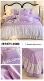 Lace Bedding Set for Girl Ruffle Brushed Soft Microfiber Princess Style Queen Duvet Cover Set Bed Sheet Pillowcases Home Textile