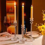 Glass Candle Holder Crystal Diamond Candle Holder 3Pcs Home Candlestick Creative Wedding Decor Crafts Desktop Ornaments Gifts