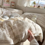 Aerobic three-layer yarn printing four-piece set skin-friendly and soft four-piece set of bedding in student dormitory