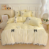 Luxury Princess Bedding Sets Princess Style Fashion 4Pcs Duvet Cover Bed Sheet Pillowcase Lace Ruffles Bed Skirt Bedroom Decor